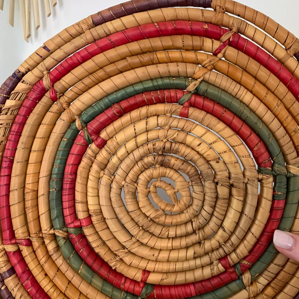 Woven Seagrass Coiled Wall Trivet Basket Boho - Picture 4 of 8